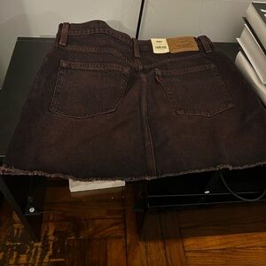 Brown Denim Mini Skirt
